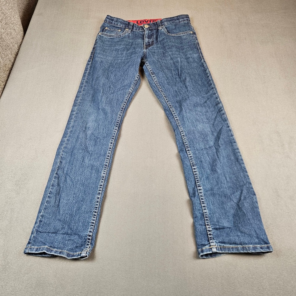 Levis 511 Slim Fit Boys Jeans Size 14 Blue Denim Stretch Red Logo Waistband